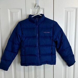 Ralph Lauren Blue Down Puffer Jacket Boys Size Large Winter Outdoors